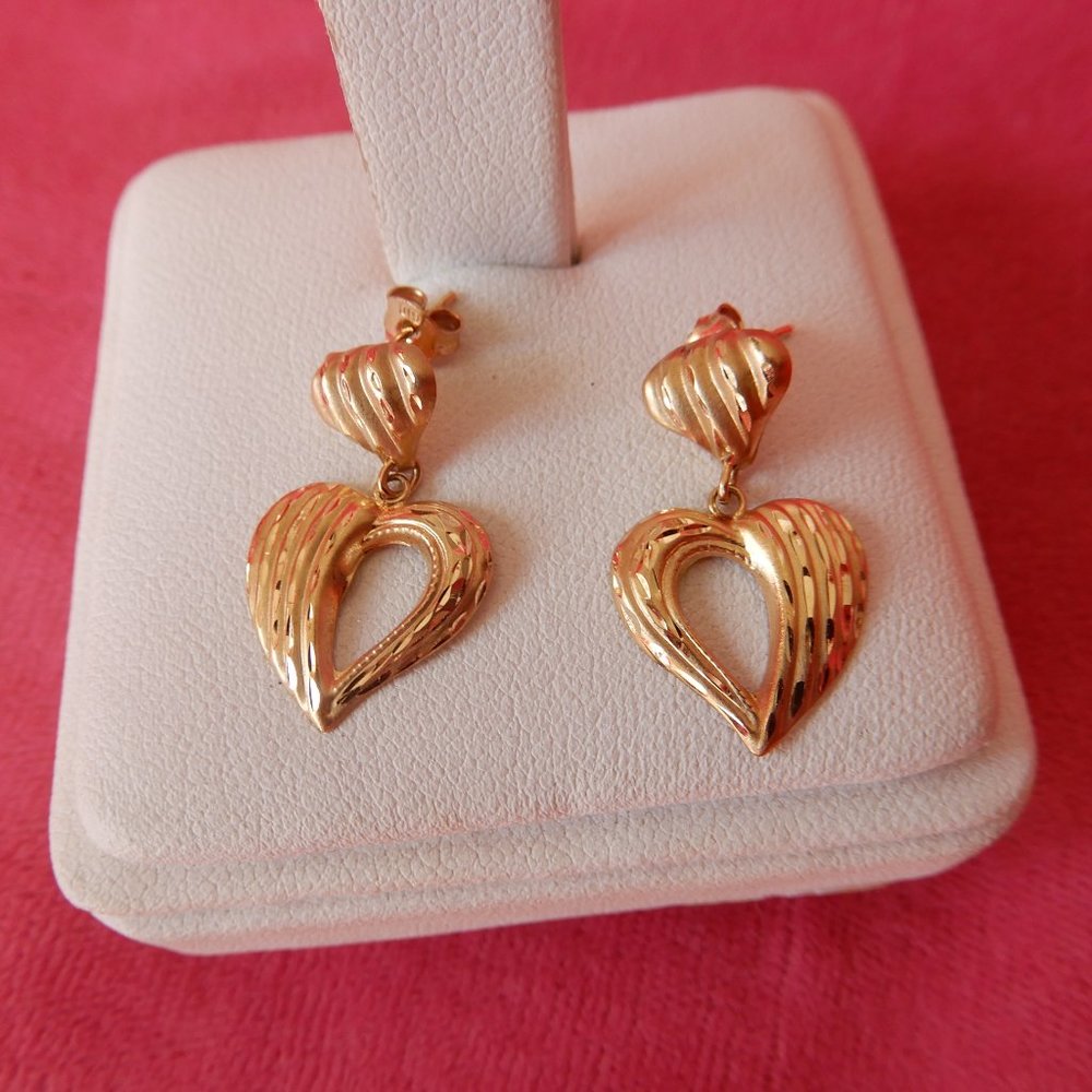1970's 10K Gold CID CLYDE DUNEIER HEARTS EARRING - Picture 12 of 12